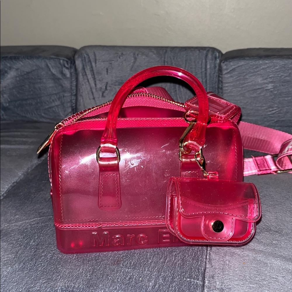 Marc Ellis Pink Transparent Handbag with Mini Pouch